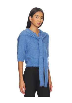 Monse Cropped Polo Knit Top With Scarf in Blue. Size M. Also in S, XS, L.