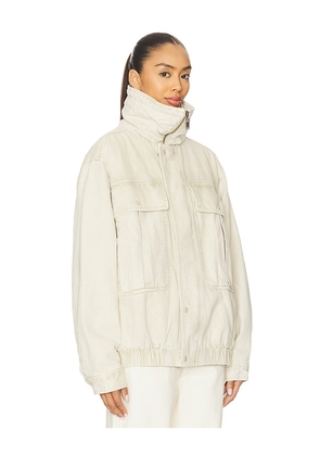 One Teaspoon Denim Utility Puffer Jacket in Ivory. Size M. Also in XS, L, XL.