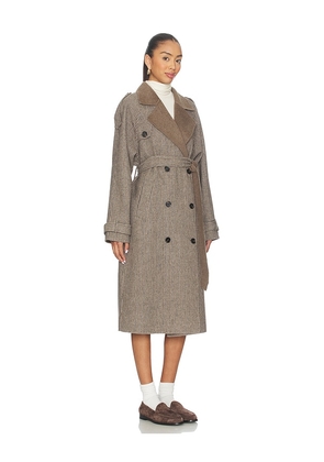 Line & Dot Hugo Plaid Coat in Brown. Size M. Also in S, L.
