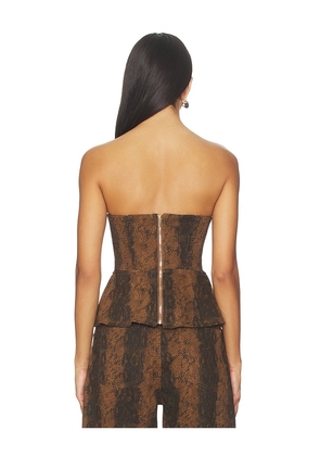 Line & Dot Iggy Peplum Top in Brown. Size M. Also in S, L.