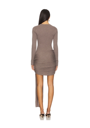 Lovers and Friends Jeany Tie Front Mini Dress in Taupe. Size M. Also in XS, S, XL.