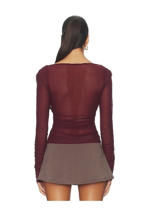 MAJORELLE Simone Top in Burgundy. Size S. Also in XS, XXS.