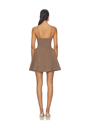 MAJORELLE Serena Mini Dress in Brown. Size M. Also in XS, XL.