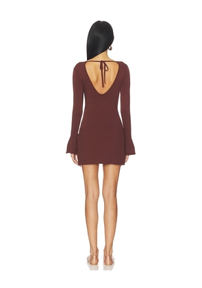 MORE TO COME Misty Knit Pleated Dress in Brown. Size M. Also in S, L.
