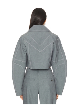 Kate Barton Specialty Denim Paneled Jacket in Grey. Size 2. Also in 0, 4.