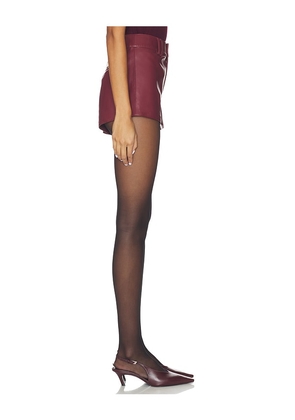 Lovers and Friends Jordan Faux Leather Mini Short in Burgundy. Size M. Also in S, XL, XS, XXS.