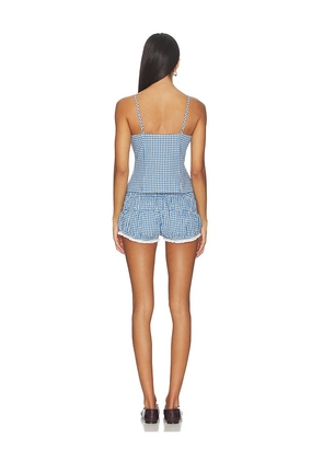 MORE TO COME Amanda Ruched Bloomer Set in Blue. Size M. Also in XS, S, L, XL.