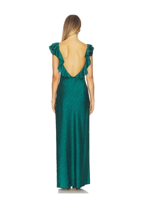 MORE TO COME Becky Ruffle Maxi Dress in Green. Size M. Also in XXS, XS, S.
