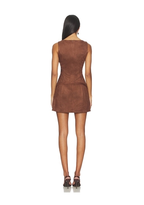 MORE TO COME Rileigh Mini Dress in Brown. Size M. Also in XXS, XS, S, L, XL.