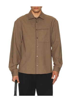 KROST Blanket Stitch Shirt in Brown. Size M. Also in S, L.