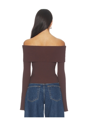 MORE TO COME Candace Off Shoulder Sweater in Brown. Size S. Also in XS, L.