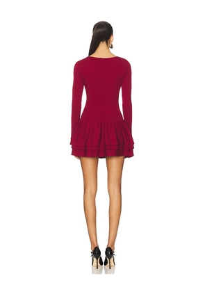MORE TO COME Stefani Mini Dress in Burgundy. Size S. Also in XS, XXS.