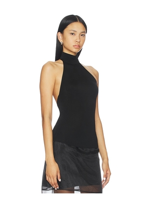 L'Academie Claudette Halter Knit Top in Black. Size M. Also in L, XL.