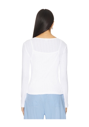 LESET Pointelle Layered Long Sleeve Top in White. Size M. Also in XS, S.