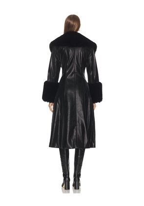 LOBA Juliette Faux Leather Coat in Black. Size L. Also in XS.