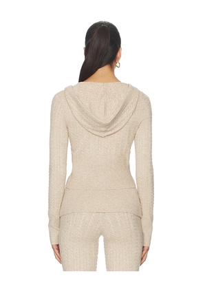 Lovers and Friends Paulina Button Up Hoodie in Beige. Size M. Also in L, S, XL, XS.