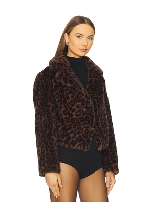 MILLY Arya Faux Fur Jacket in Brown. Size P. Also in M, S.