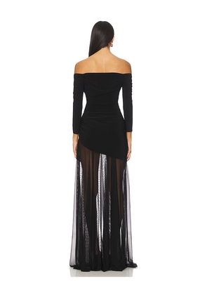 Norma Kamali Off Shoulder Sweetheart Combo Flared Gown in Black. Size L. Also in XS, S, M.