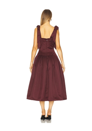 MORE TO COME Iva Midi Dress in Burgundy. Size S. Also in XXS, XS.