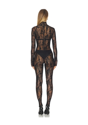 Norma Kamali Long Sleeve Slim Fit Turtleneck Catsuit in Black. Size XS. Also in S, M, L.