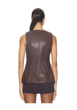 Lovers and Friends Jordan Faux Leather Top in Brown. Size M. Also in S, XS, XXS.