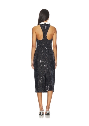 L'AGENCE Lilith Sequin Poplin Dress in Black. Size 12. Also in 4.