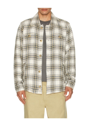 Marine Layer Max Herringbone Overshirt in Cream. Size M. Also in S, L.