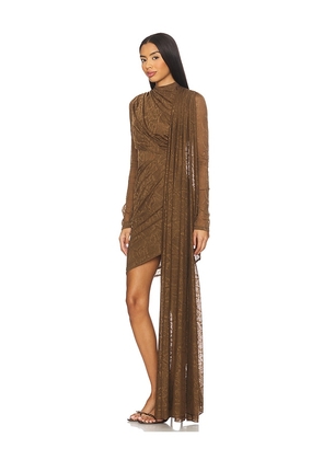 Lapointe Snake Lace High Neck Cape Dress in Brown. Size XS. Also in S.