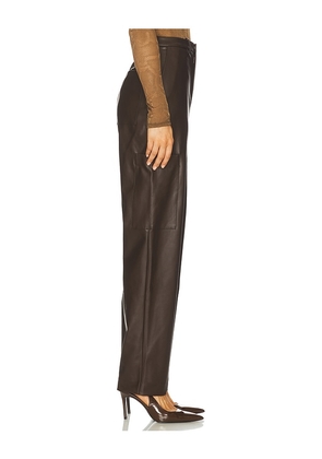Lapointe Stretch Faux Leather Tapered Pant in Dark Brown. Size 2. Also in 0, 4, 6, 8.