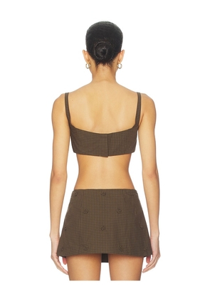 My Mum Made It Rosette Check Bra in Brown. Size M. Also in S, XS, L.