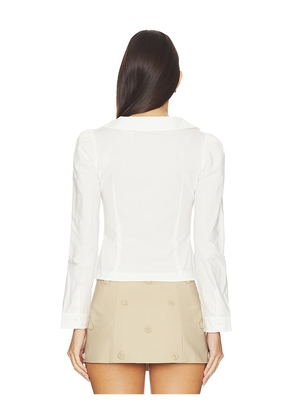 My Mum Made It Curved Collar Button Shirt in White. Size M. Also in L.