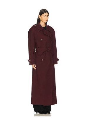 Mother of All Brooklyn Long Trench Coat in Burgundy. Size M. Also in XS, S.