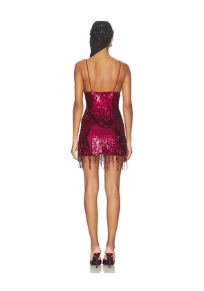 Lovers and Friends Isabetta Sequin Fringe Mini Dress in Burgundy. Size M. Also in L, S, XS.