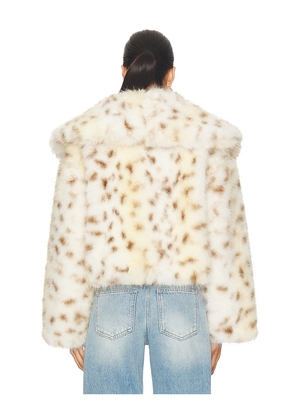 MORE TO COME Rockie Faux Fur Jacket in Cream. Size M. Also in S, XXS, XS.