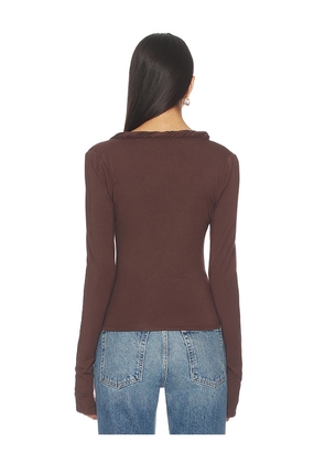 MORE TO COME Arielle Twisted Top in Chocolate. Size M. Also in XS, XXS, S, L, XL.
