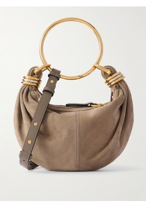 Chloé - Bracelet Small Leather-trimmed Suede Tote - Gray - One size