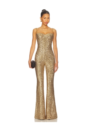 Nadine Merabi Lucinda Jumpsuit in Metallic Gold. Size 2/XS. Also in 6/SM, 10/L.