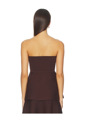 Line & Dot in Brown Kingston Knit Peplum Top in Brown. Size M. Also in S, XS, L.