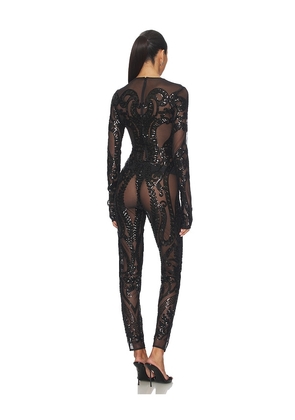 Norma Kamali Long Sleeve Crew Neck Catsuit in Black. Size S. Also in M.