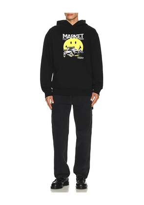 Market Smiley All Four Hoodie in Black. Size M. Also in S, L, XL/1X.
