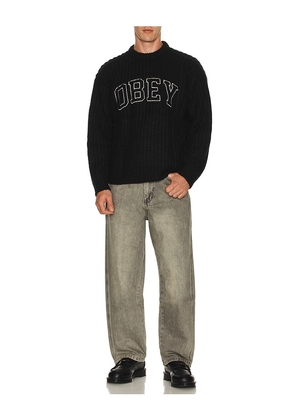 Obey Collegiate Sweater in Black. Size M. Also in XL/1X.