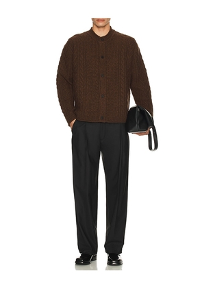 Le17Septembre Twisted Round Neck Cardigan in Brown. Size 50. Also in 52.