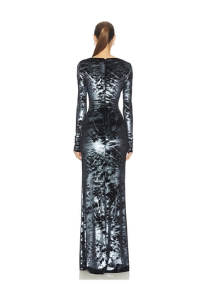 Lapointe Velour Boatneck Gown in Blue. Size S. Also in XS, M.