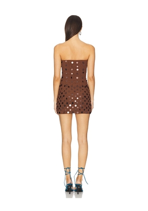 MORE TO COME Aliso Mini Dress in Brown. Size M. Also in XS, S, L.