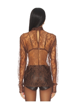 NBD Norel Top in Brown. Size M. Also in XS, XXS, S, L, XL.
