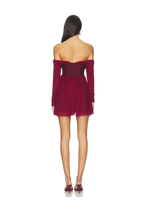 MORE TO COME Kristiana Mini Dress in Burgundy. Size L. Also in XXS, XS, S, M.