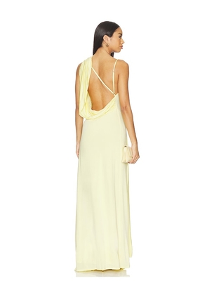 NBD Tessa Draped Shoulder Maxi Dress in Yellow. Size M. Also in XXS, XS, S, L.
