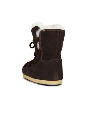 MOON BOOT Evx Shearling Boot in Chocolate. Size 37/38. Also in 39/40, 41/42.