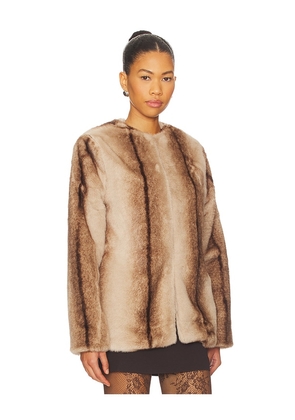Line & Dot The City Faux Fur Jacket in Brown. Size M. Also in XS, S, L.