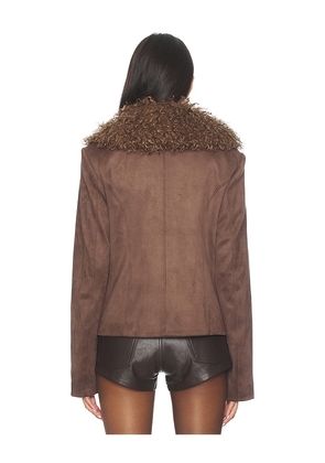 Lovers and Friends Alena Faux Suede Coat in Brown. Size M. Also in L, S, XL, XS.